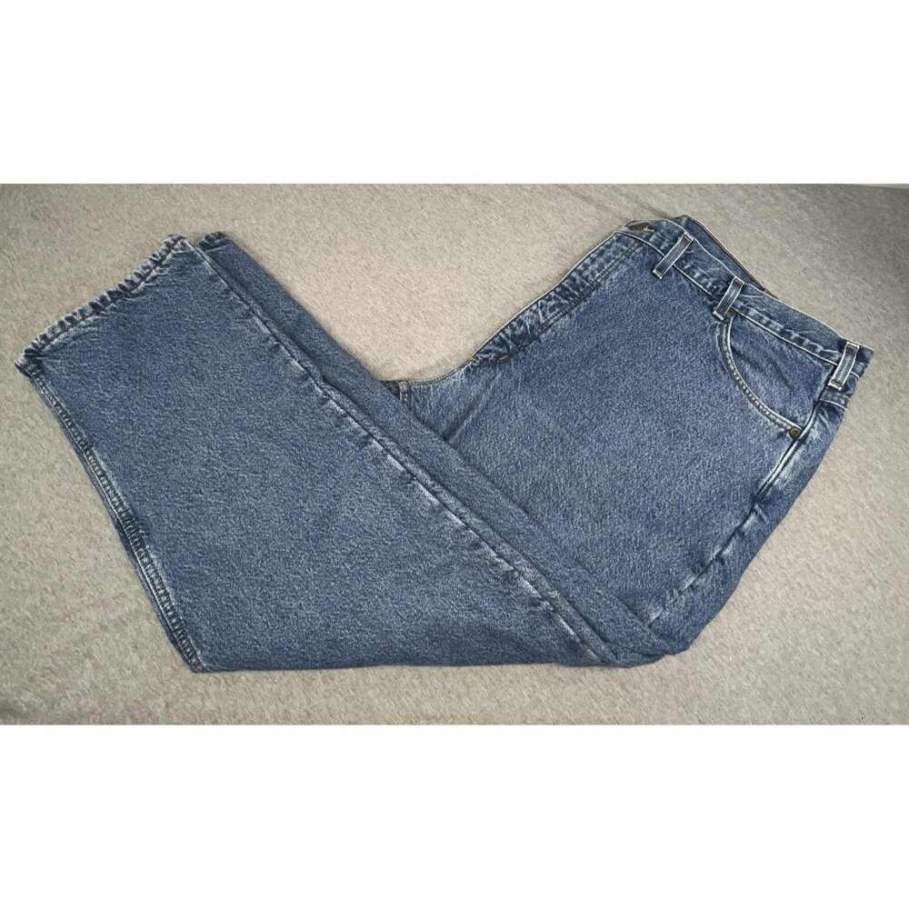 Carhartt Jeans Mens 46x30 Blue Fleece Lined Relaxed Fit Straight Workwear Denim - Picture 6 of 12